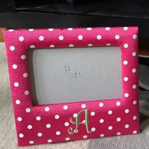 Pink, white and green polka dot picture frame